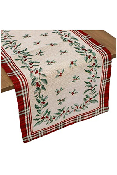 OEM Runner de Craciun Tapestry Bej Rosu Vasc 150x33cm