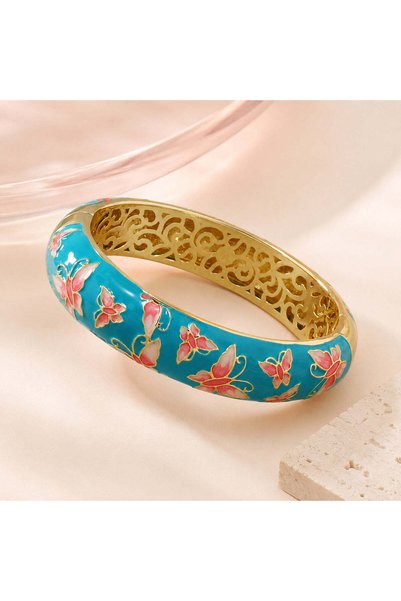 BLOOMY Turquoise Butterfly Enamel Bangle