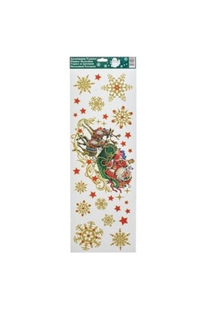 OEM Autocolante Decorative de Craciun Sanie cu Mos Craciun & Fulgi cu Glitter...
