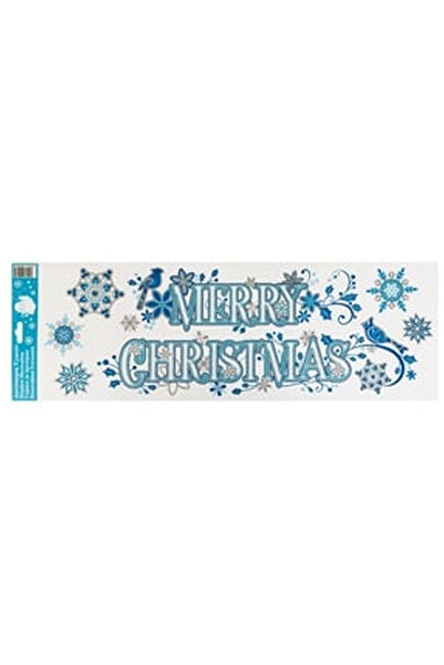 OEM Autocolante Decorative de Craciun "Merry Christmas"" Pasari Bleu Glitter ...