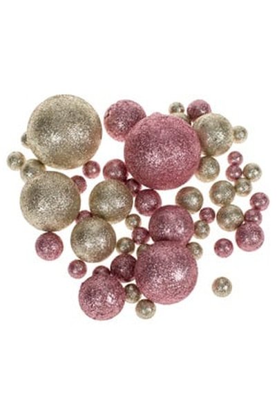 OEM Globulete Decorative din Spuma Roz Bej Samapanie cu Glitter de Craciun - ...
