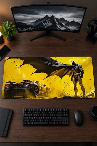 Batman 40x90 Gaming Oyuncu Mouse Pad Kaymaz Kauçuk Taban Büyük Boy Klavye Fare Altlığı Mousepad