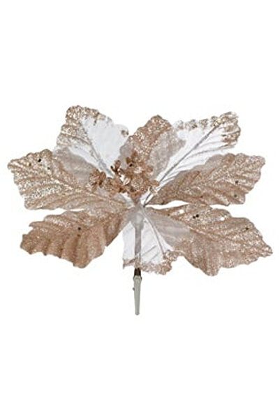 OEM Floare Decorativa cu Glitter Roz Auriu & Clips 24cm
