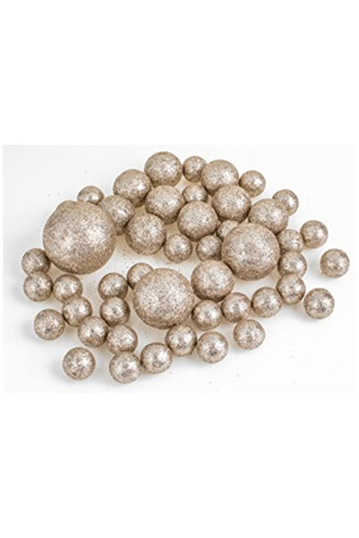 OEM Bile Decorative de Craciun Bej Sampanie cu Glitter de Diferite Marimi - 2...