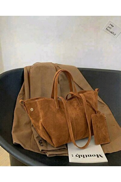 H&D COLLECTİON Suede Very Stylish Shoulder Bag with Wallet Accessories