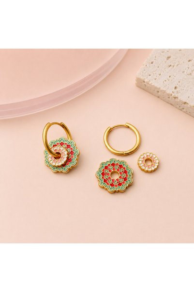 BLOOMY Red Blossom Hoop Earrings