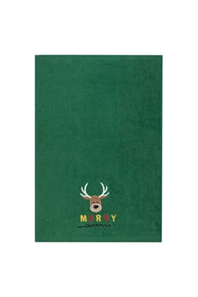 OEM Green Cotton Hand Towel with Embroidered Christmas Deer 60x40cm