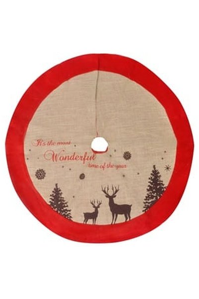 OEM Beige Jute Deer Christmas Tree Skirt Mat 102cm