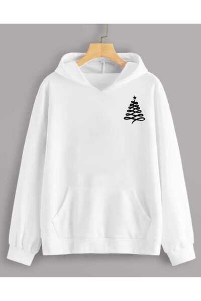 bellanova Unisex White Streetwear Oversize Hooded Casual Cotton Sweatshirt wi...