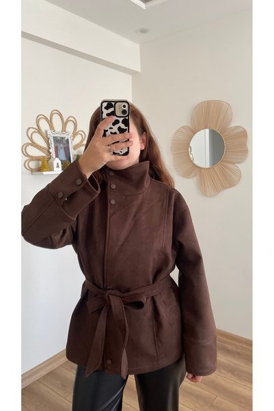 Nihanello Butik Dik yaka süet ceket