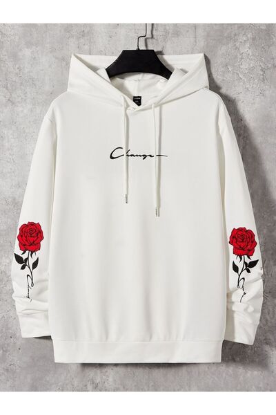 bellanova Unisex White Hooded Oversize Sweatshirt Comfortable Fit Cotton with...