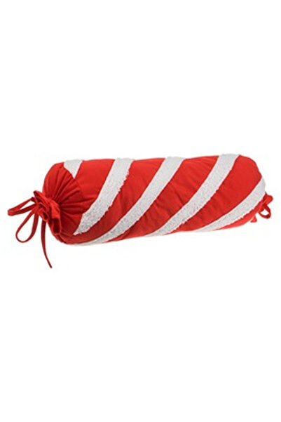 OEM Christmas Decorative Pillow Cylindrical White Red Candy Ø15x50cm
