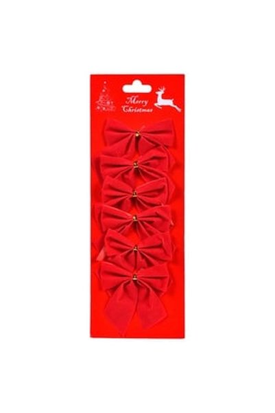 OEM Fundite Decorative de Craciun Rosii Catifelate 7x9cm - 6buc