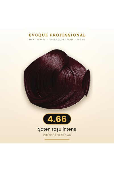 Evoque Professional Vopsea de păr permanentă Evoque Milk Therapy 4.66 Șaten r...