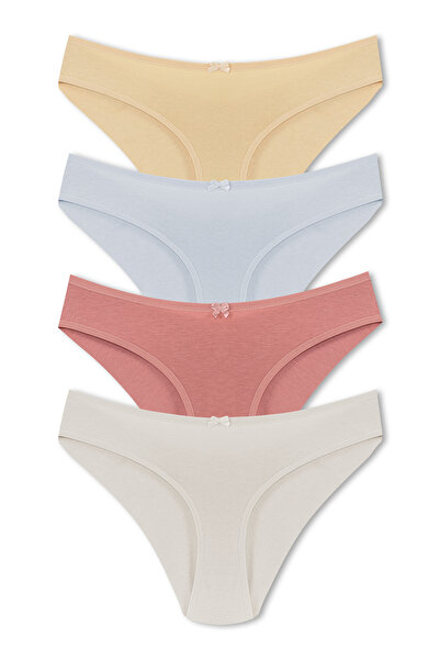 HNX Women's Cotton Double Layer Back Slip Panties 4-Pack