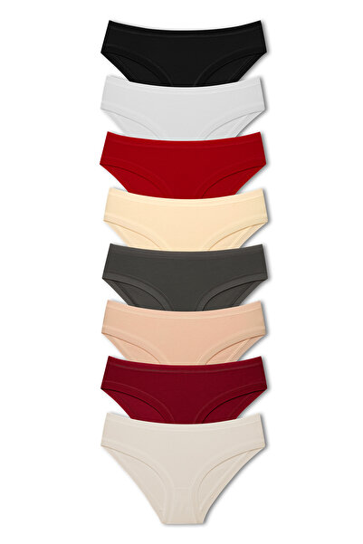 HNX Women's Cotton Slip Panties with Elastic Waist and Legs, Pack of 8