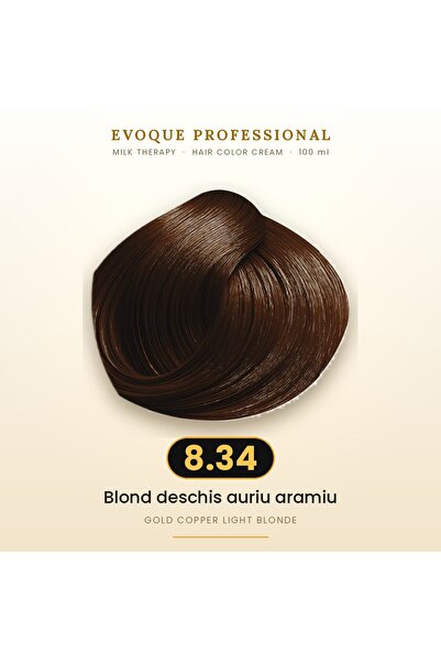 Evoque Professional Vopsea de păr permanentă Evoque Milk Therapy 8.34 Blond d...