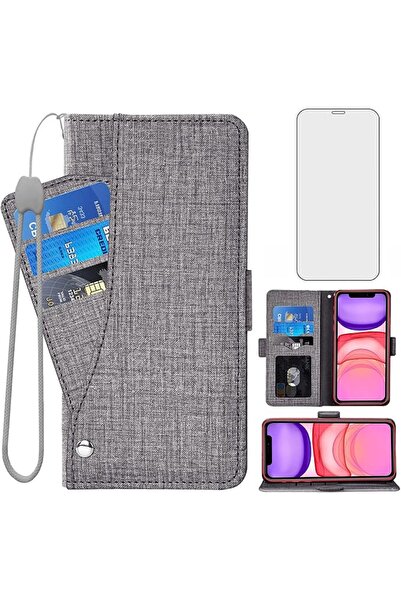 GENERAL Asuwish Compatible with iPhone 11 6.1 Wallet Case Tempered Glass Scre...