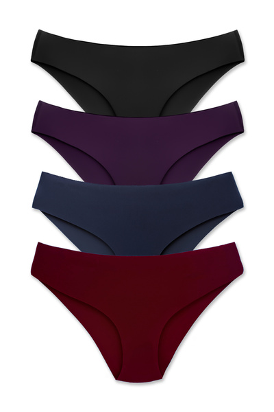 HNX Women's Daily Interlock Laser Cut Slip Panties 4-Pack