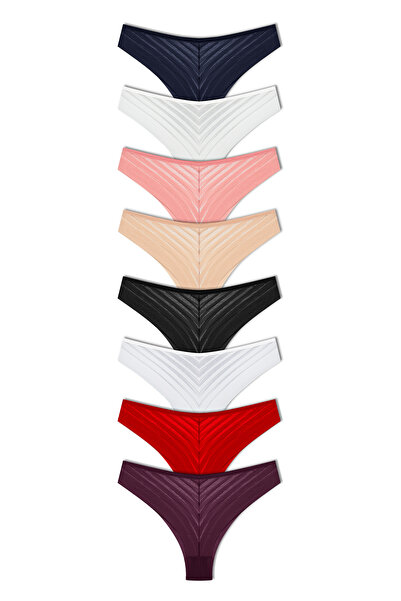 HNX Women's Transparent Lace High Waist Brazilian Panties 8 Pack