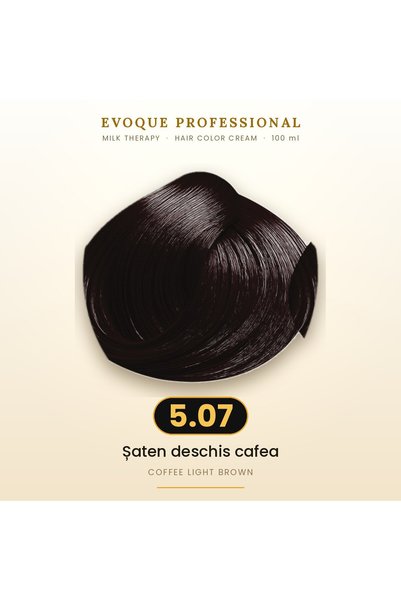Evoque Professional Vopsea de păr permanentă Evoque Milk Therapy 5.07 Șaten d...