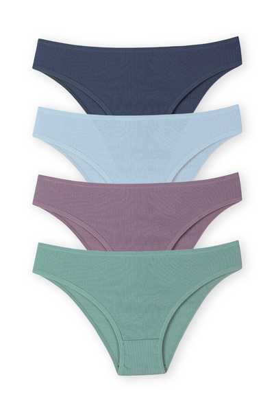 HNX Women's Cotton Ribbed Slip Underwear Panties 4-Pack