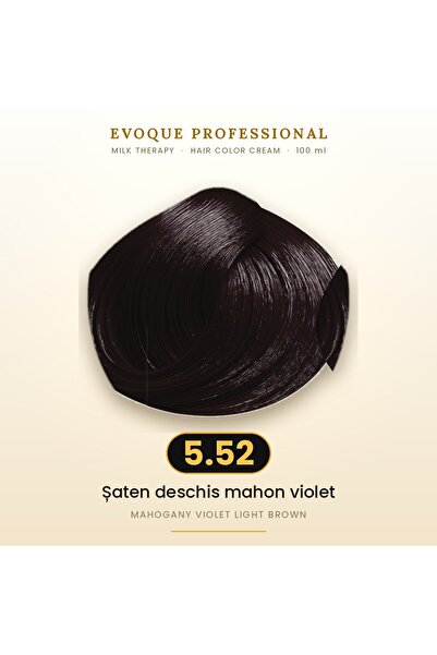 Evoque Professional Vopsea de păr permanentă Evoque Milk Therapy 5.52 Șaten d...