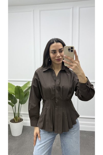 CurcunaShop Women's Hidden Button Waist-Fitted Shirt