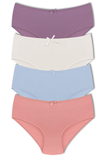 HNX Women's Plus Size Cotton High Waist Slip Panties 4 Pack