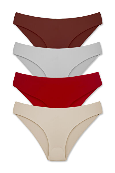 HNX Women's Daily Interlock Laser Cut Slip Panties 4-Pack