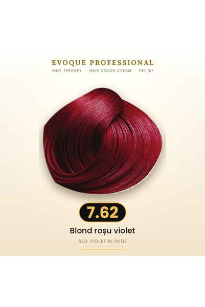 Evoque Professional Vopsea de păr permanentă Evoque Milk Therapy 7.62 Blond r...