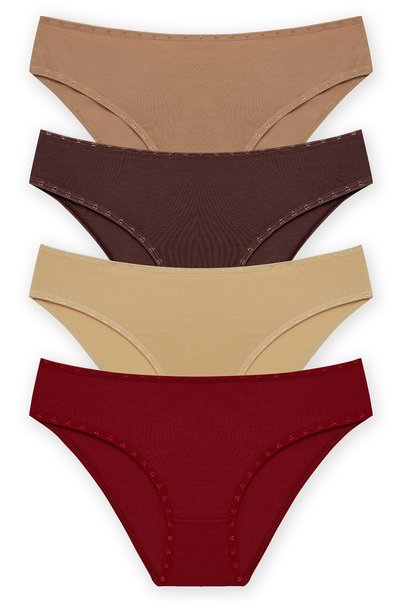 HNX Women's Daily Cotton Heart Rubber Slip Panties 4 Pack