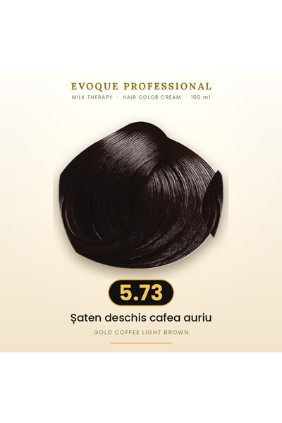 Evoque Professional Vopsea de păr permanentă Evoque Milk Therapy 5.73 Șaten d...