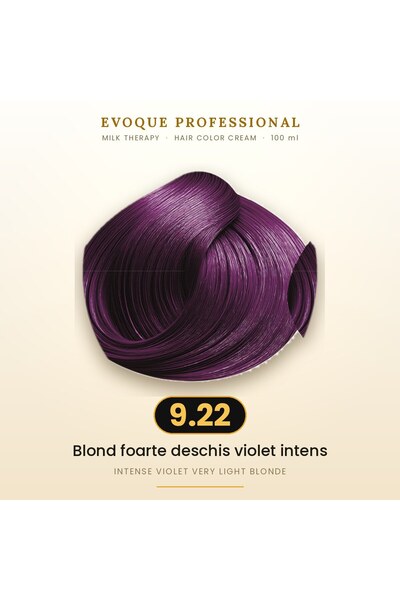 Evoque Professional Vopsea de păr permanentă Evoque Milk Therapy 9.22 Blond f...