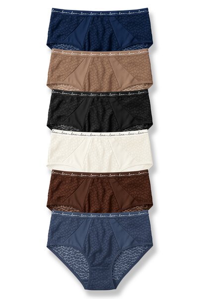 HNX Women's Leopard Lace Elastic Waist Super High Waist Panties 6 Pack