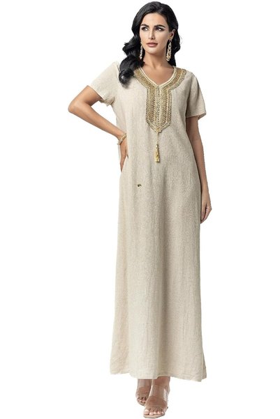 Generic 2pcs Abaya Traditional Islamic Gown with Elegant Embellishments