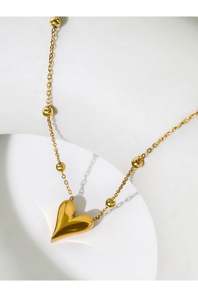 Choice gold Peri'sbox Dainty 18K Gold Pvd Plated Bead Chain Love Heart Pendan...
