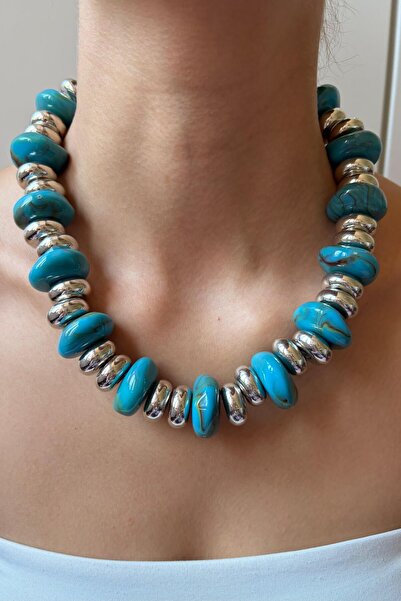 Charmist Silver Form Collection Marble Bead Necklace - Blue