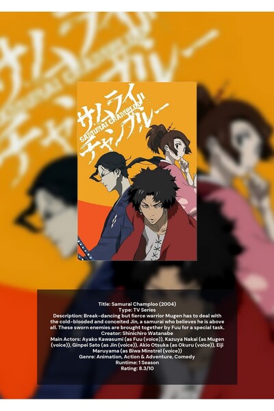 OEM Poster Infografic Samurai Champloo, Anime, Carton 250g, A4