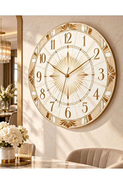 AA Shop Ceas decorativ de perete Art Deco din lemn de 45 cm, imprimare UV, me...