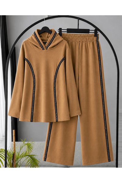 Hepsi Moda Hooded Heart Detail Pantsuit - Mink