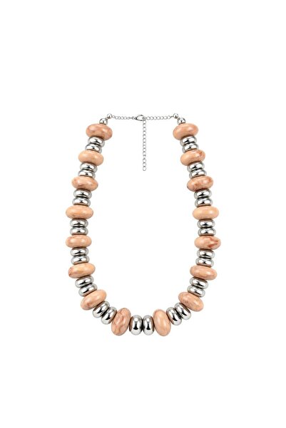 Charmist Silver Form Collection Marble Bead Necklace - Salmon