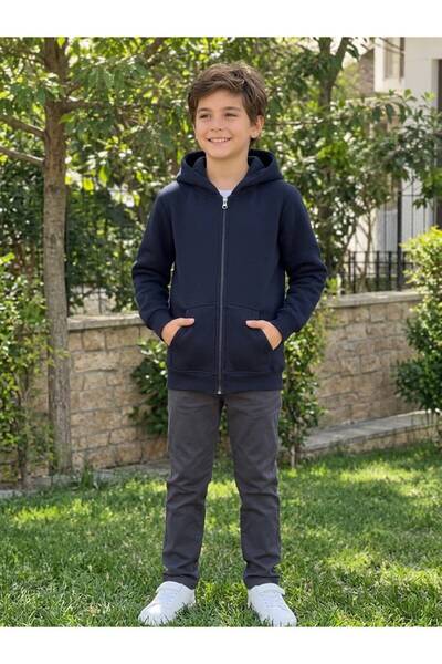 gül garden Children's Hooded Three-Thread Zippered Cardigan