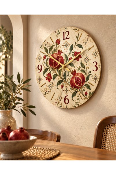 AA Shop Ceas de perete decorativ din lemn cu motiv etnic otoman, 45 cm, cu me...