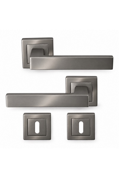 HOBİDABİ Mâner de ușă pătrat Riva Antracit cu insignă, 1 set (2 mânere)