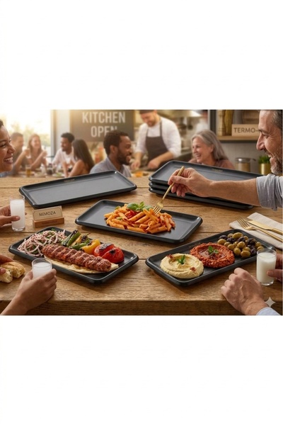BİODATA 6 Pieces 16X35 cm Mimosa Black Melamine Chicken Presentation Plate |   Kebab, Pasta, Appetizer Serving Plate