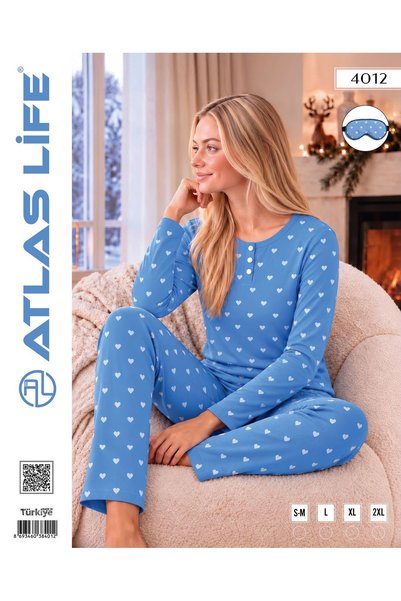 Pamuklu Kalpli Mavi Pijama Takımı