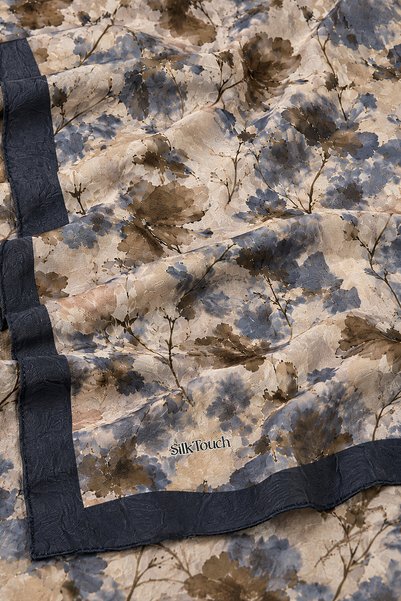 SilkTouch Navy Blue Mink Ink Pattern Cashmere Shawl