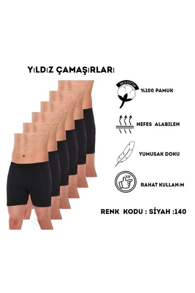 Yıldız Çamaşır 140 BOXERI NEGRI DIN SUPREM PENTRU BĂRBAȚI, CU PICIOARE LĂRGIT...