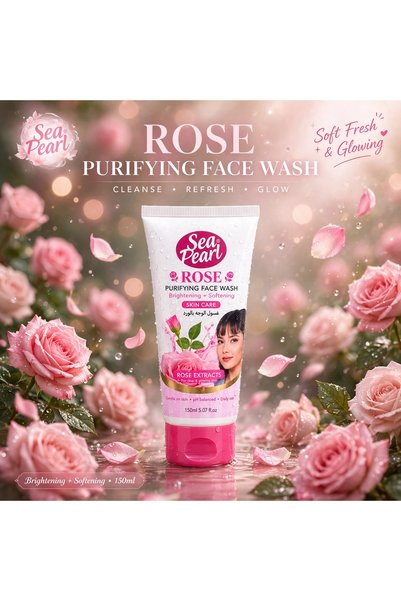 Sea Pearl Rose Purifying Face Wash 150ml – Rose Extract Facial Cleanser for Normal to Dry Skin, Softness & Radiant-Looking Skin